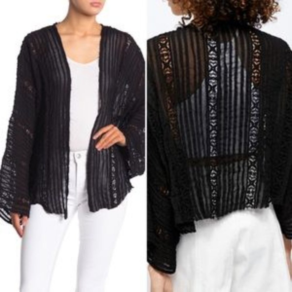 NWT Free People Willow Kimono Jacket in Black-M